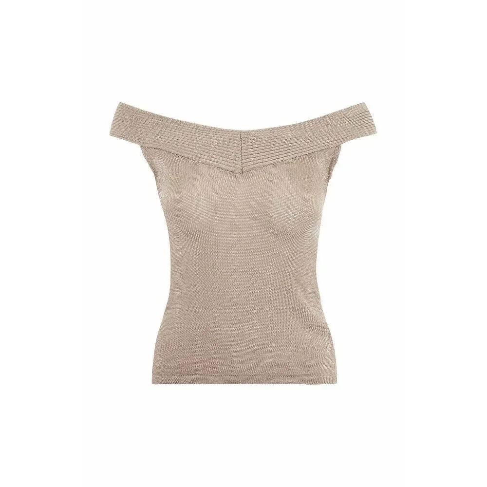 Topshop Sleeveless Off The Shoulder Sweater Top Metallic Size Petite 4 - Picture 6 of 7